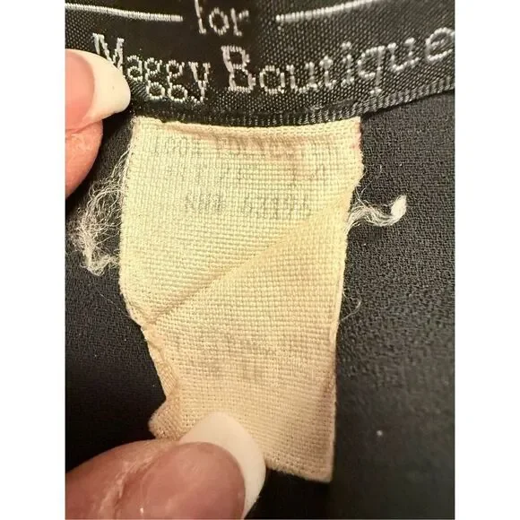 Cynthia Howie Vtg. Maxie Dress Sz. 14 Button Front Flowy Black White Dots - Picture 7 of 7